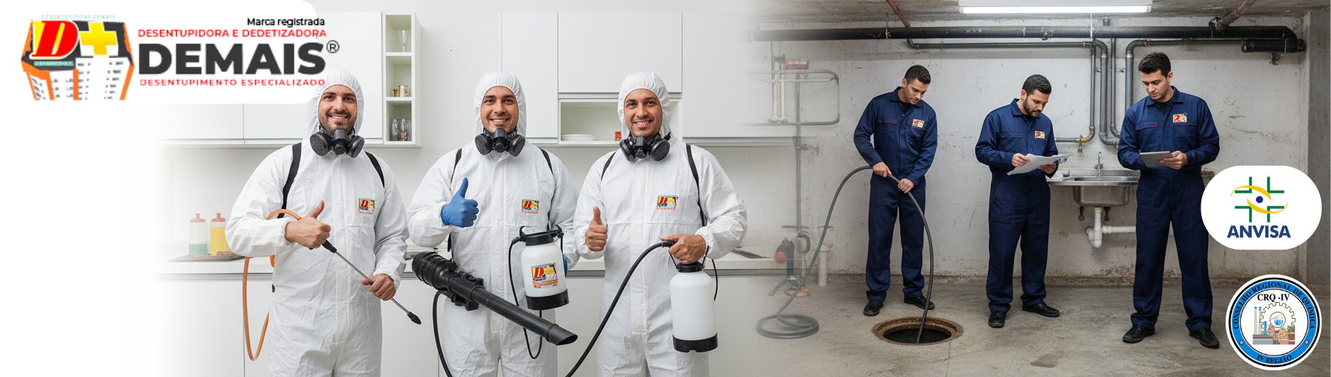 Equipe de controle de pragas